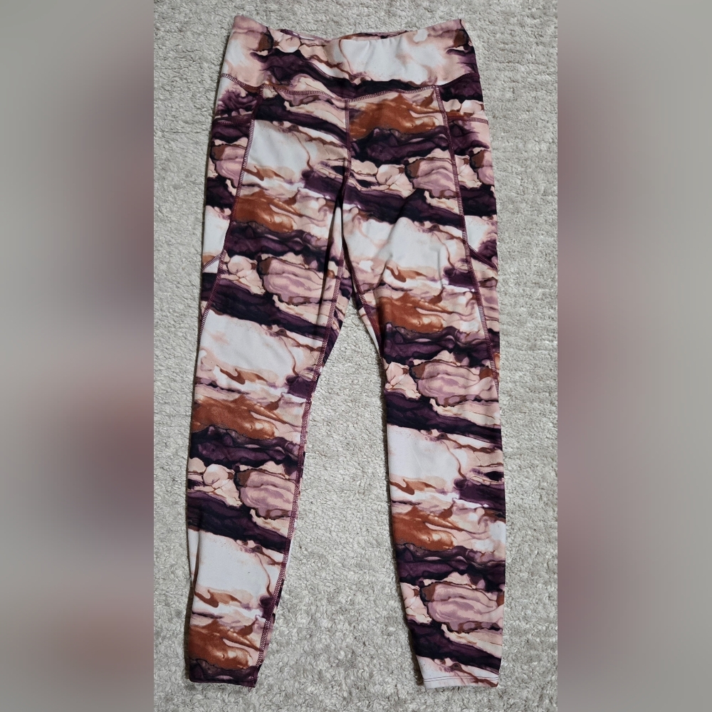 AVIA purple marble leggings, Size Large